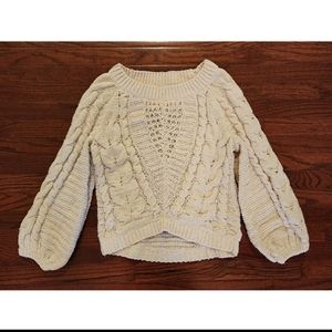 Express Chunky Knit Balloon Sleeve Sweater Cream Size Small